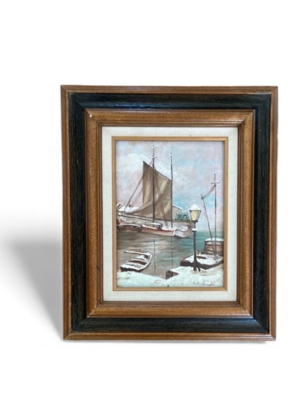 Vintage Landscape Painting of Coastal Scene in Oil